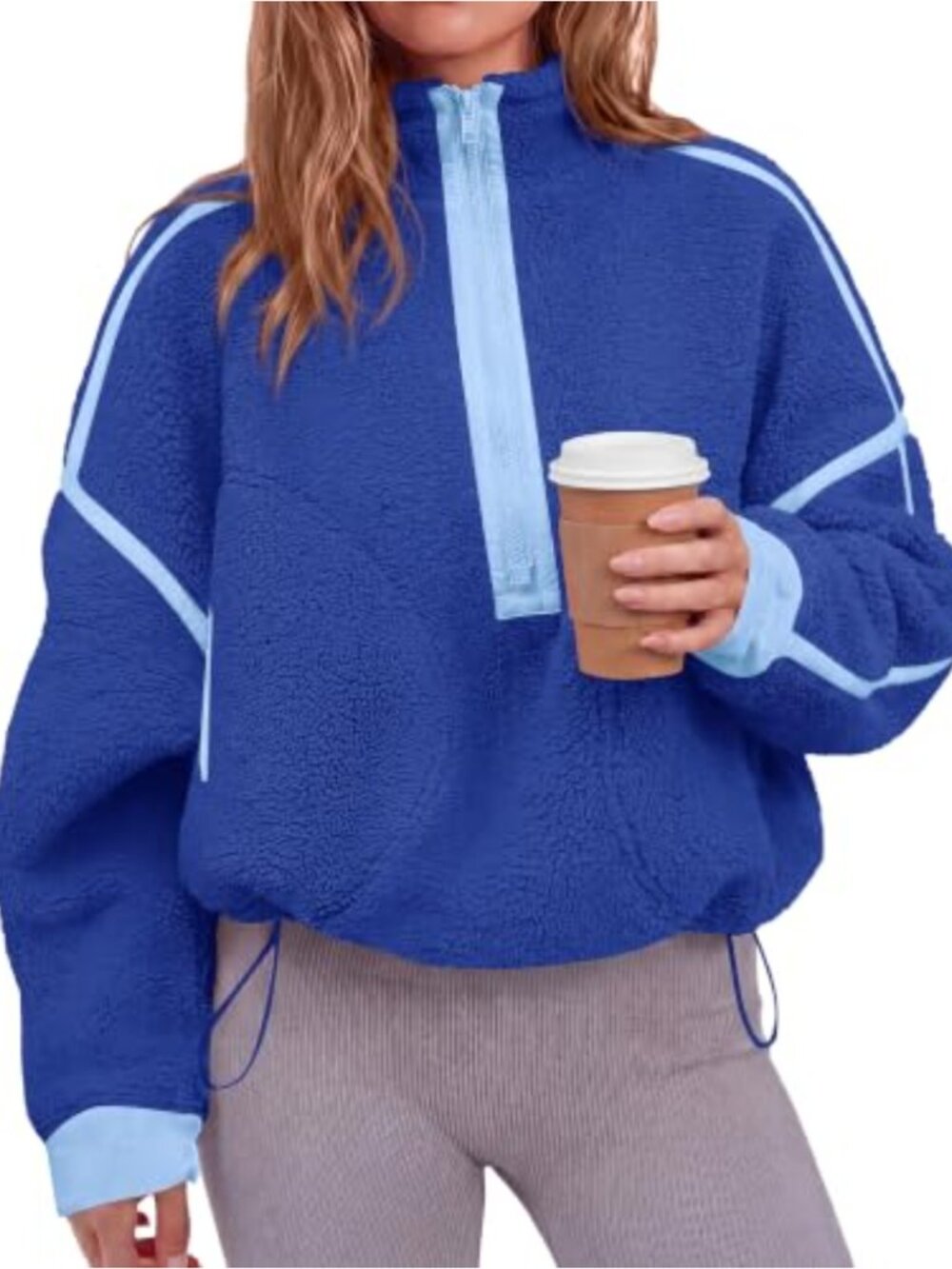 Women's Half Zip Fleece Sherpa Pullover Sweatshirt Mock Neck Zip Up